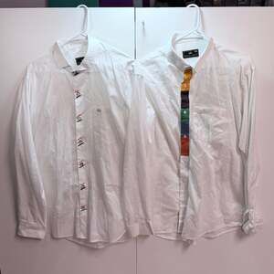 French Crown White Long Sleeve Button Down Designer Shirts Size 44 - Set of 2